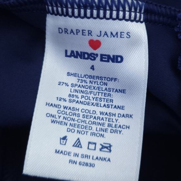 Draper James x Lands End One Piece Swimsuit Sz 4 Deep Sea & White Magnolia - Picture 5 of 5